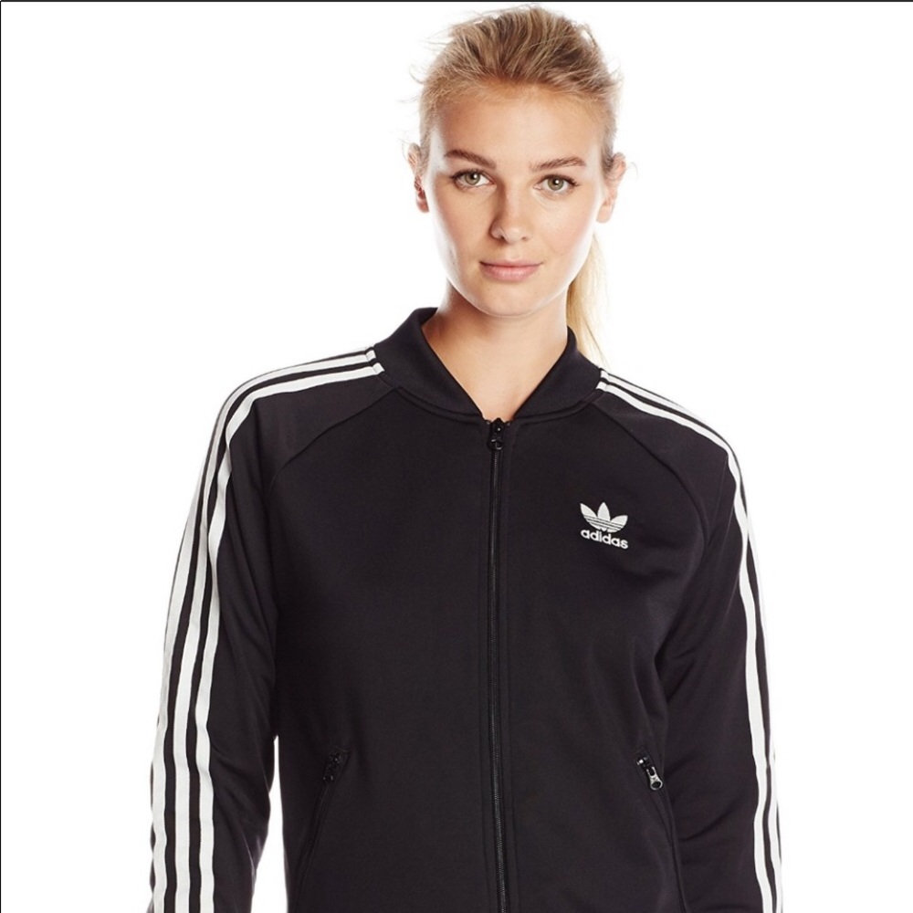 Adidas 3 Stripe Black Track Jacket Full Zip XSMALL